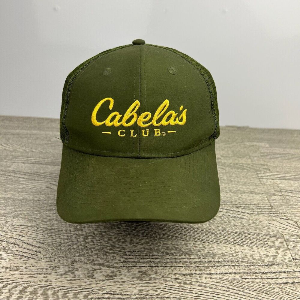 Vintage‎ Cabela's Trucker Hat Cap Snap Back Olive Green Canvas Hunting Fishing